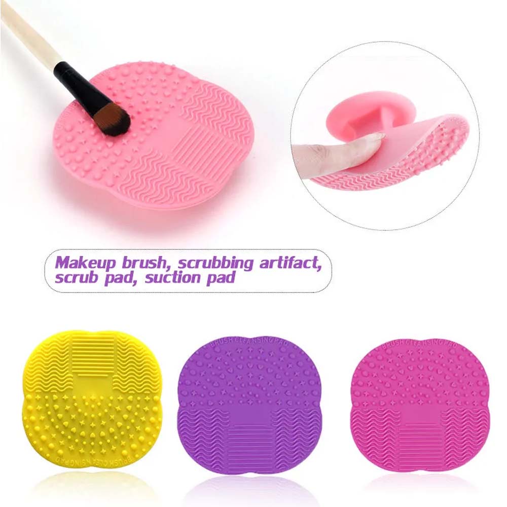 Scrubber Board Cosmetic Brush Cleaner Hand-Tool Mini Washing Pad Silicone Makeup Brush Cleaner Mat Pad 3