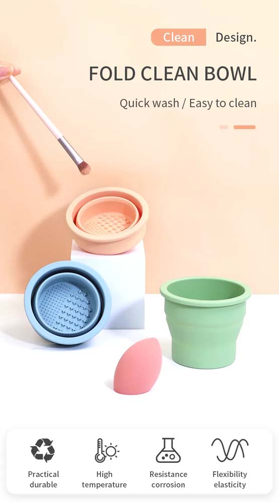 Foldable Beauty Cleaning Tools Silicone Makeup Brush Cleaning Bowl Cosmetic Brush Cleaner Pad 2