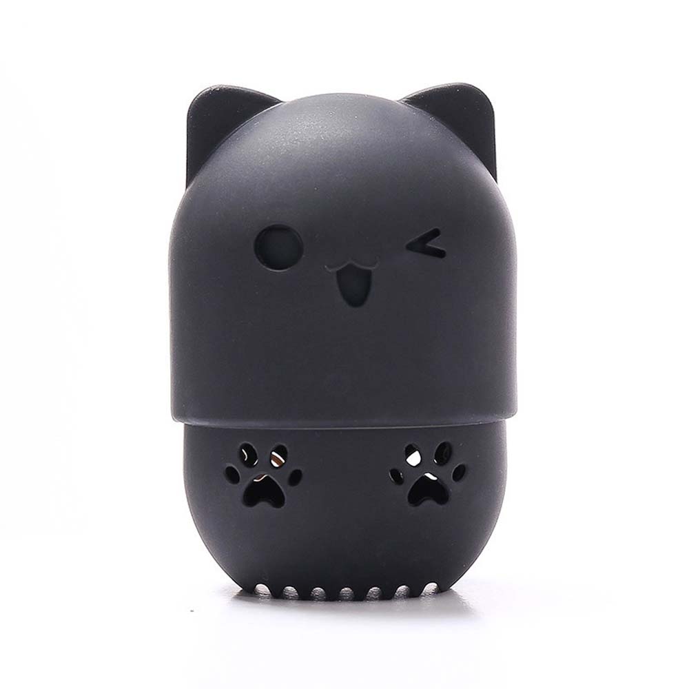 Travel portable silicone cat puff protective case makeup egg beauty tool capsule storage box