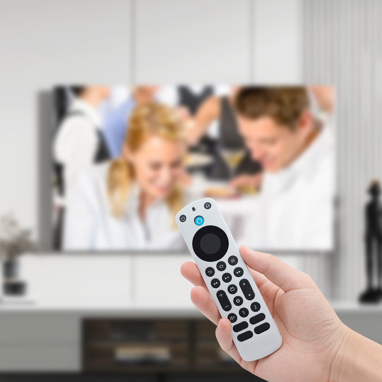 MingShore Case For Alexa Voice Remote Pro 2022 Cover Lanyard Holder Silicone Sleeve White 3