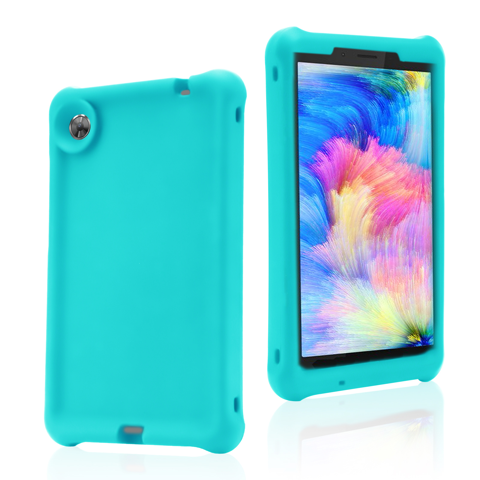 MingShore Case for Lenovo Tab M7 TB-7305F TB-7306F, Soft Heavy Duty Cover for Lenovo Tab M7 Gen 2 TB-7305F/X/I Tab M7 Gen 3 TB-7306F/X/I Kids Friendly Rugged Silicone Case (Turquoise)