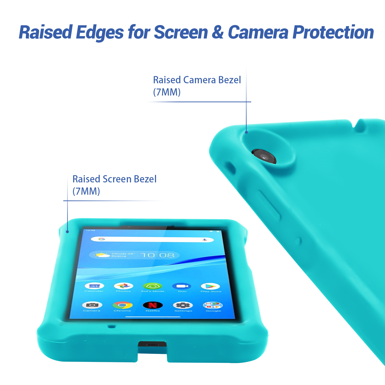 MingShore Case for Lenovo Tab M7 TB-7305F TB-7306F, Soft Heavy Duty Cover for Lenovo Tab M7 Gen 2 TB-7305F/X/I Tab M7 Gen 3 TB-7306F/X/I Kids Friendly Rugged Silicone Case (Turquoise) 5
