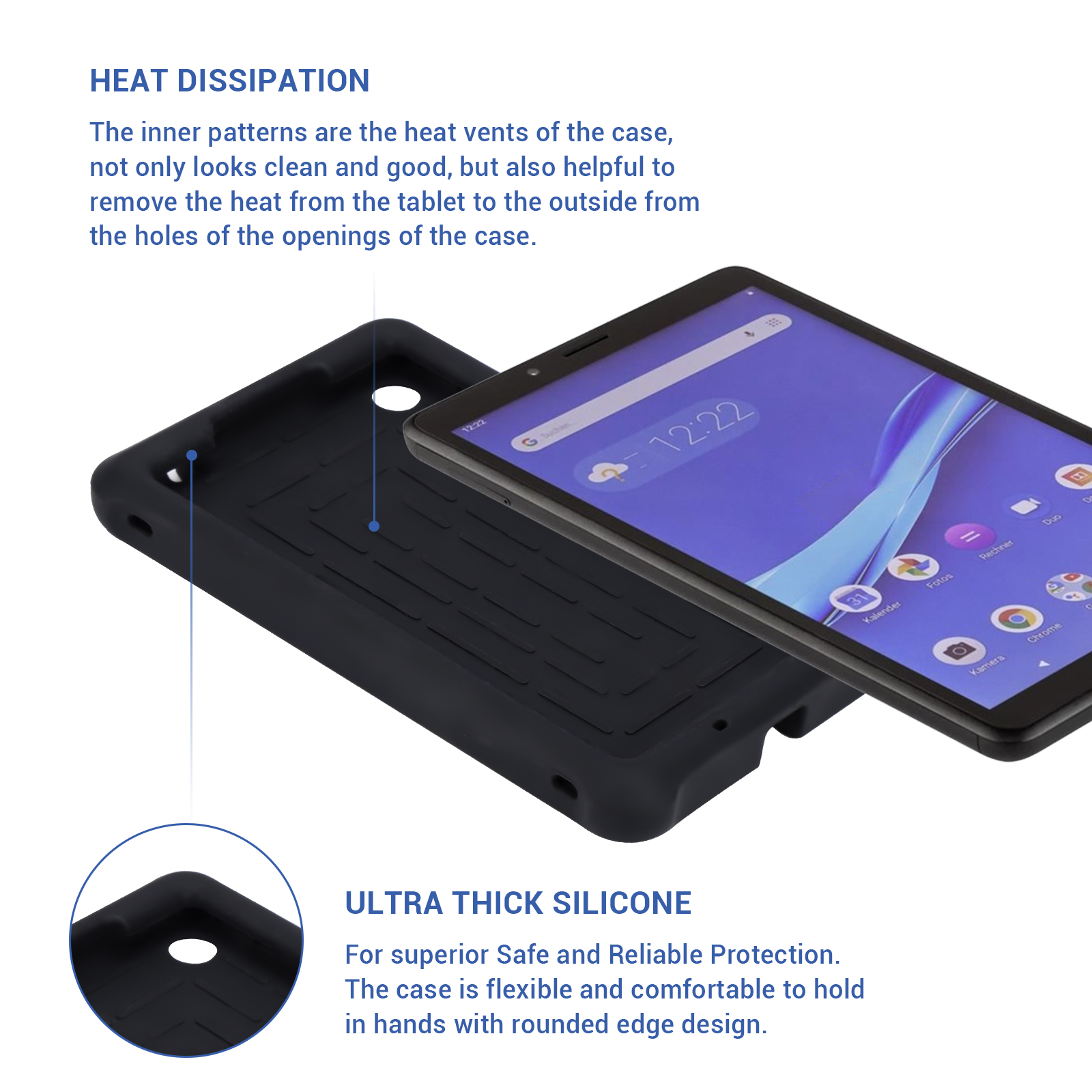 MingShore Case for Lenovo Tab M7 TB-7305F TB-7306F, Soft Heavy Duty Cover for Lenovo Tab M7 Gen 2 TB-7305F/X/I Tab M7 Gen 3 TB-7306F/X/I Kids Friendly Rugged Silicone Case (Black) 4