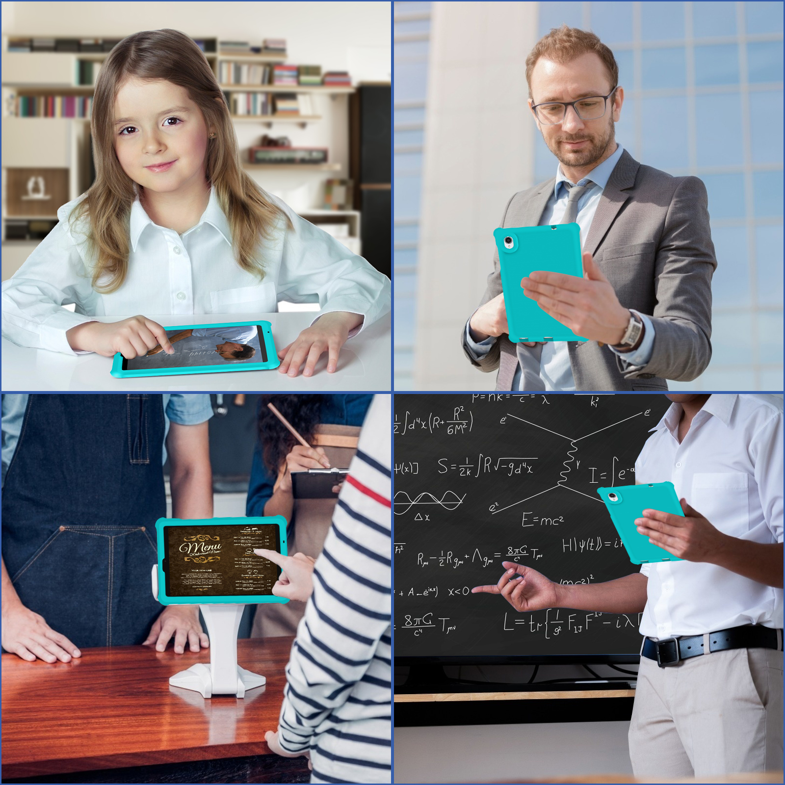 MingShore Universal For Lenovo Tab M8 HD,Smart Tab M8,Tab M8 FHD,Tab M8 3rd Gen 8.0 Inch Tablet Silicone Rubber Rear Bumper Kids Friendly Washable Durable Rugged Case Turquoise 2