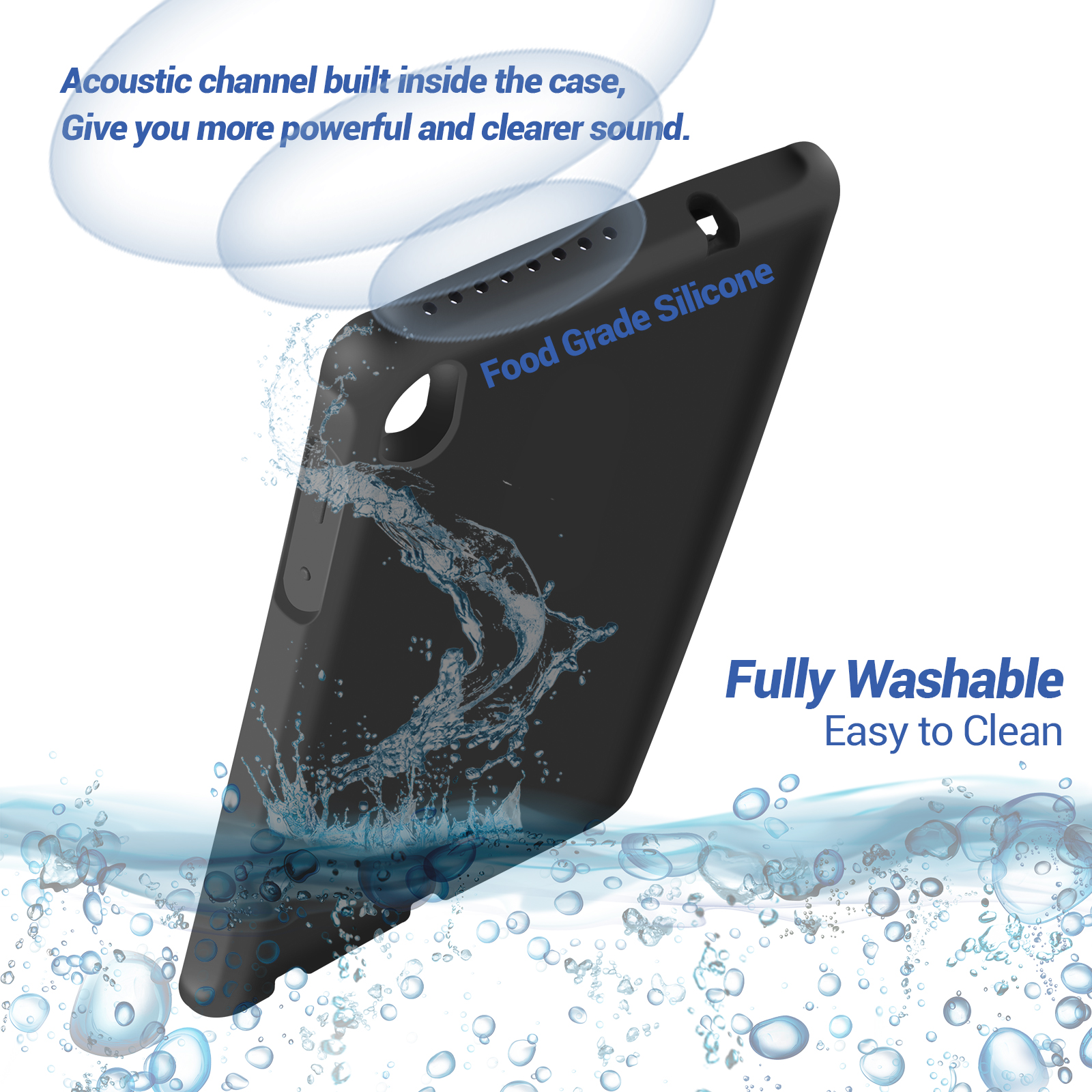 MingShore Universal For Lenovo Tab M8 HD,Smart Tab M8,Tab M8 FHD,Tab M8 3rd Gen 8.0 Inch Tablet Silicone Rubber Rear Bumper Kids Friendly Washable Durable Rugged Case Black 5