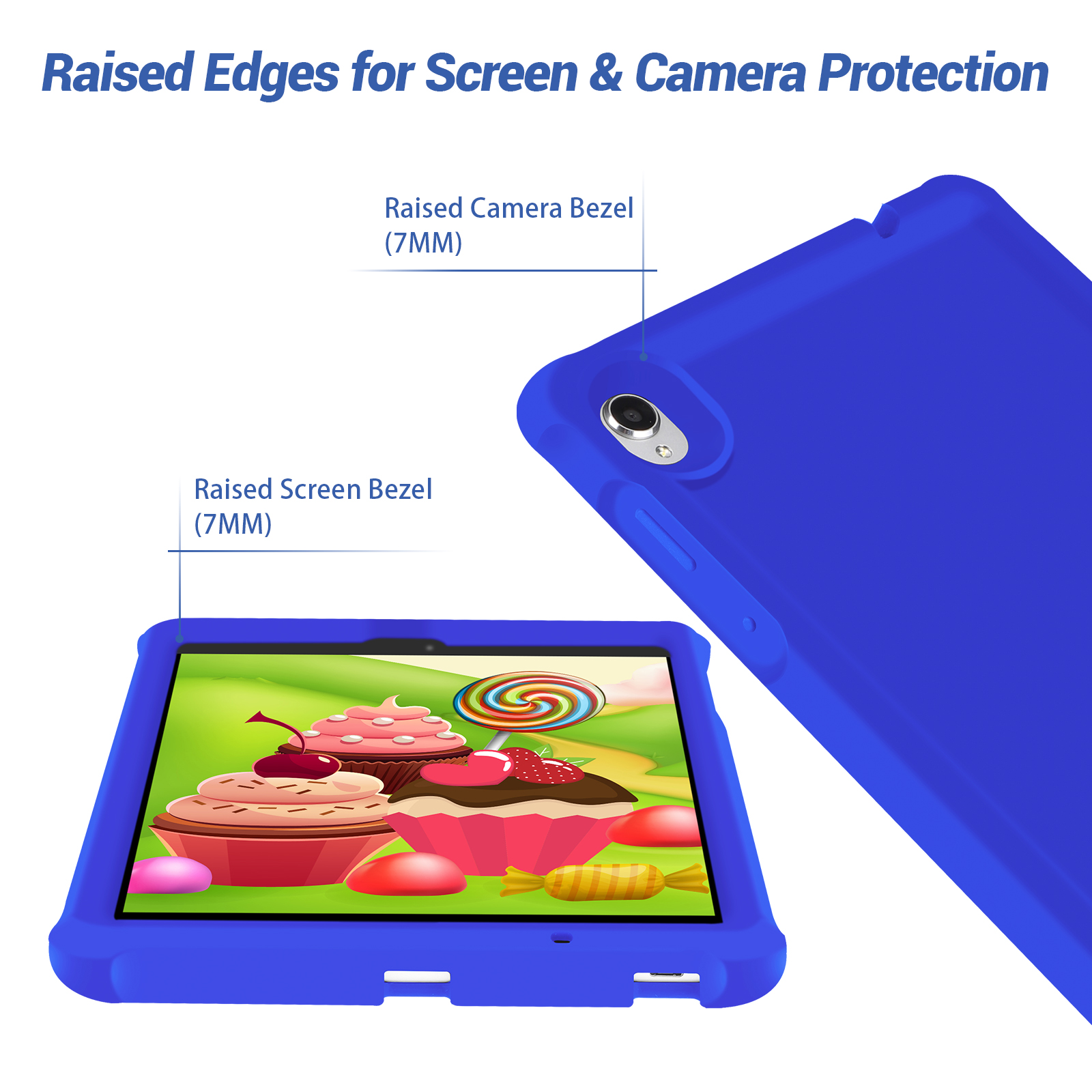 MingShore Universal For Lenovo Tab M8 HD,Smart Tab M8,Tab M8 FHD,Tab M8 3rd Gen 8.0 Inch Tablet Silicone Rubber Rear Bumper Kids Friendly Washable Durable Rugged Case Blue 2