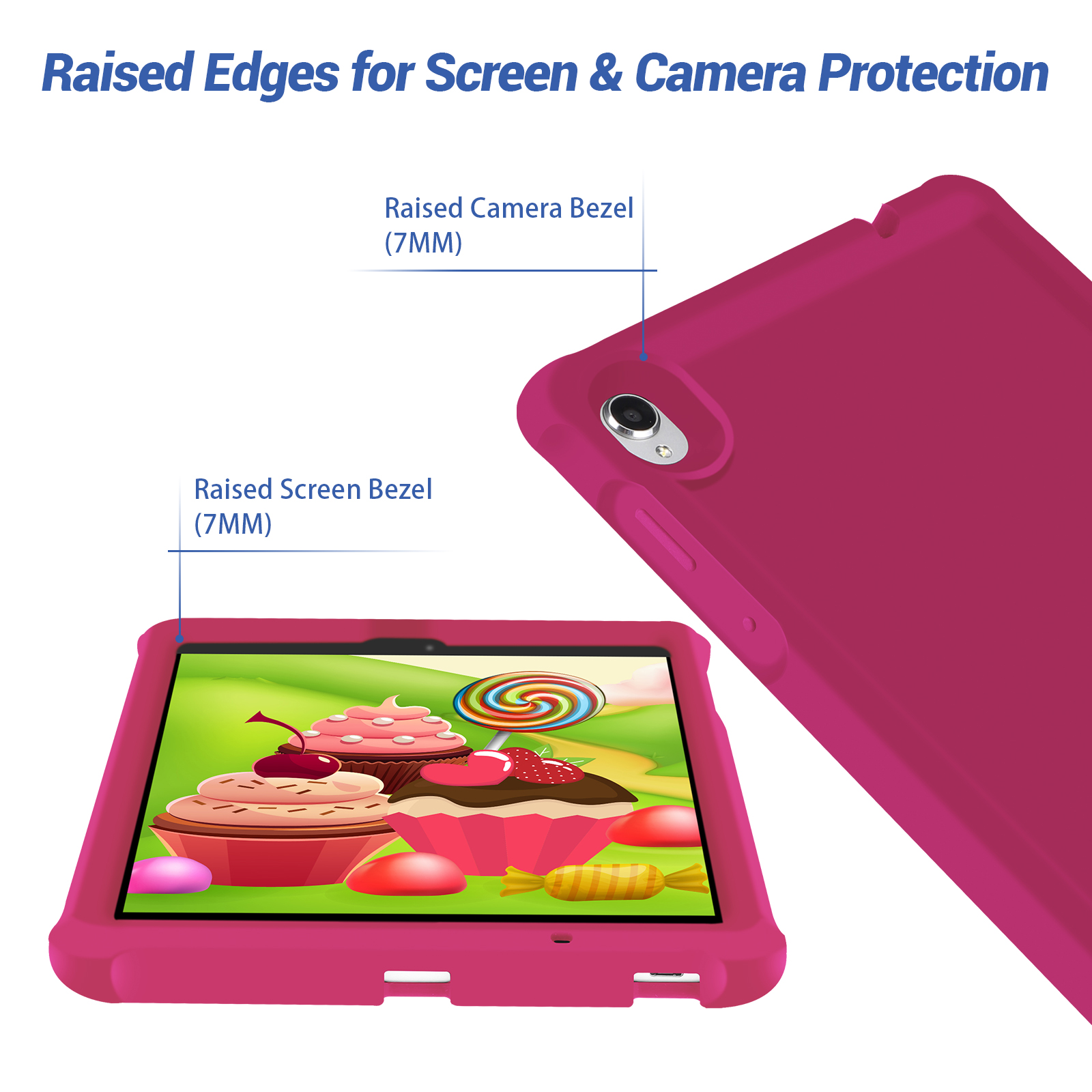 MingShore Universal For Lenovo Tab M8 HD,Smart Tab M8,Tab M8 FHD,Tab M8 3rd Gen 8.0 Inch Tablet Silicone Rubber Rear Bumper Kids Friendly Washable Durable Rugged Case Raspberry 3