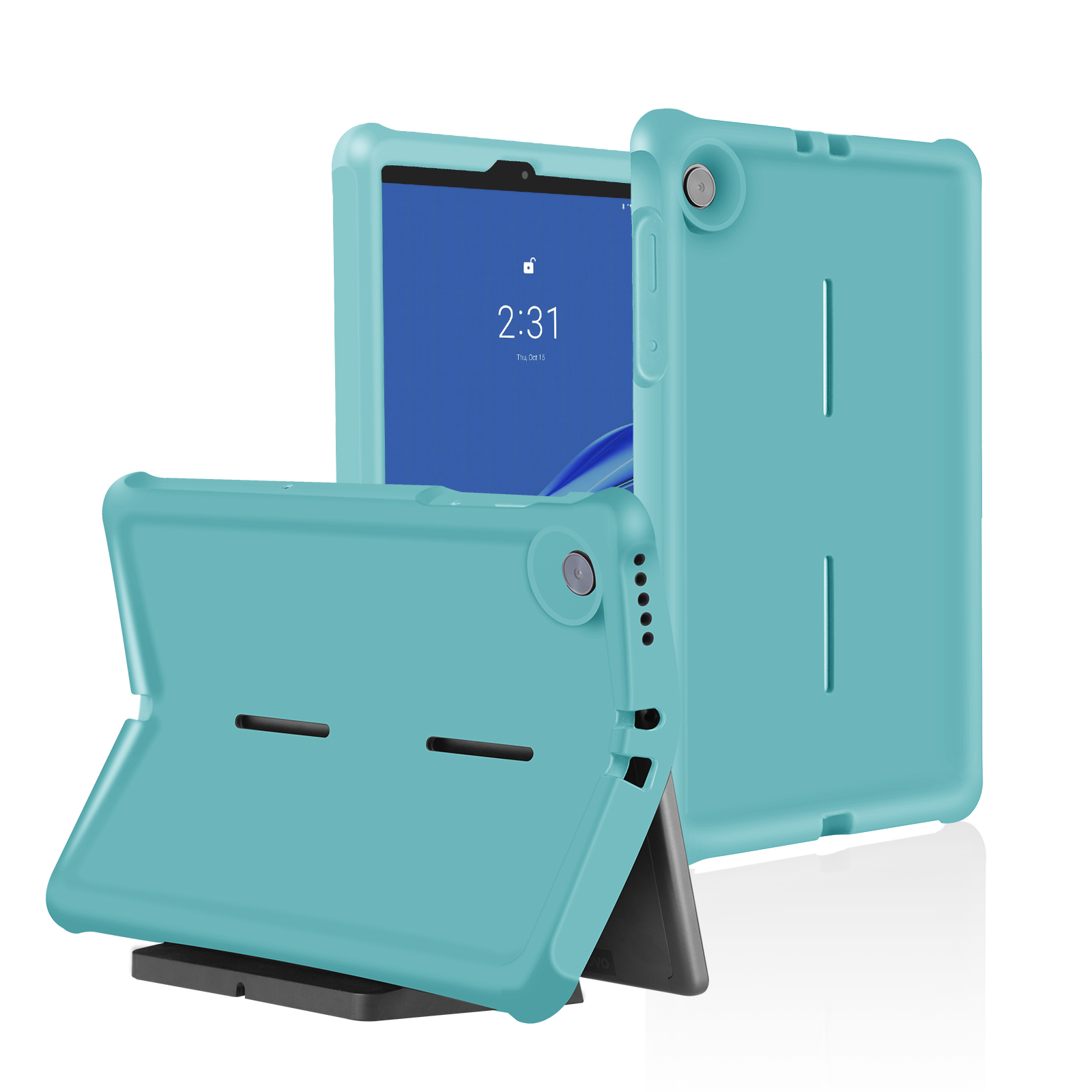 MingShore for Lenovo Tab M10 FHD Plus (2nd Gen) Silicone Rubber Rear Bumper TB-X606F TB-X606X TB-X606V TB-X606FA TB-X606XA M10 Plus 10.3 Inch Tablet Kids Friendly Rugged Bouncing Case (Turquoise) 8
