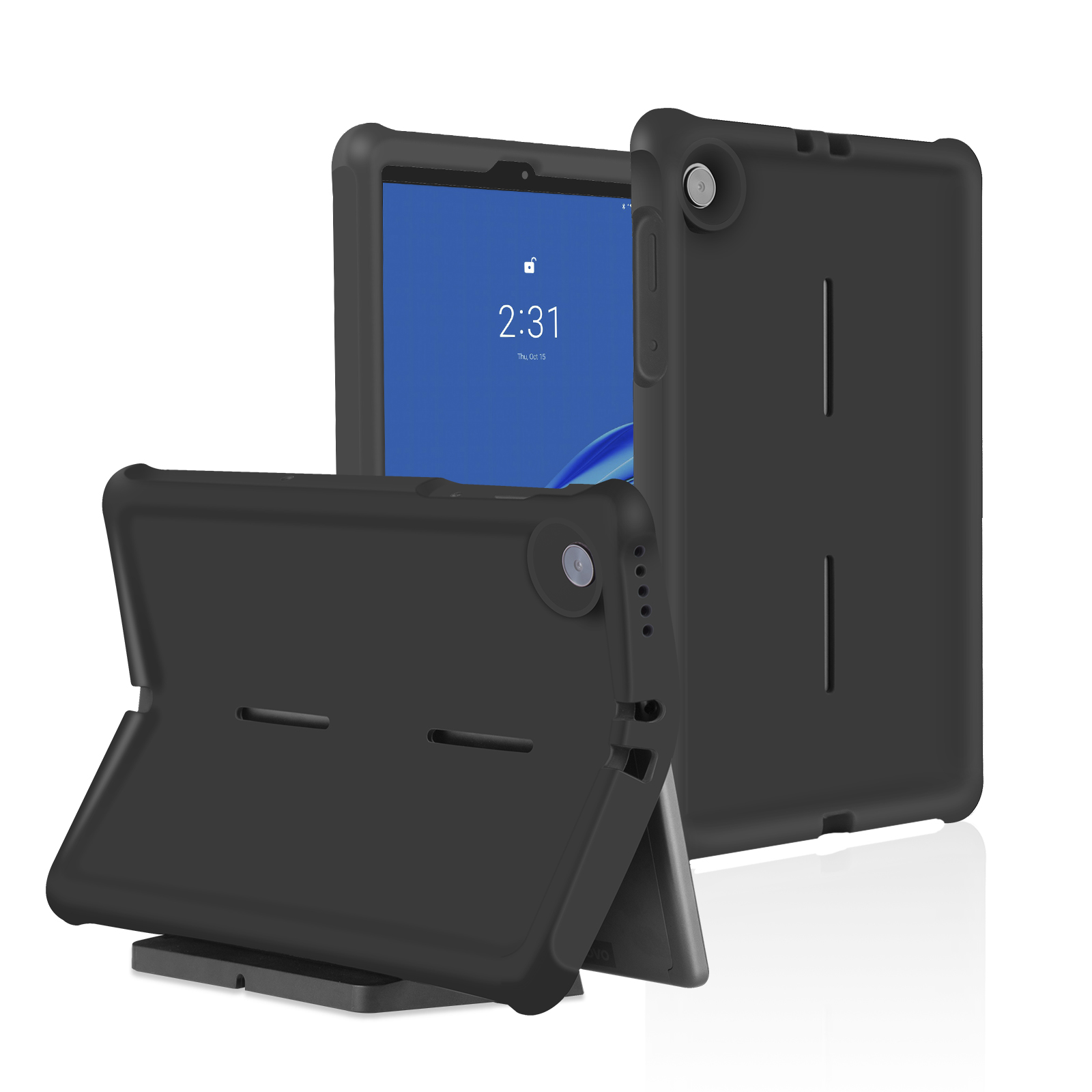 MingShore for Lenovo Tab M10 FHD Plus (2nd Gen) Silicone Rubber Rear Bumper TB-X606F TB-X606X TB-X606V TB-X606FA TB-X606XA M10 Plus 10.3 Inch Tablet Kids Friendly Rugged Bouncing Case (Black) 8