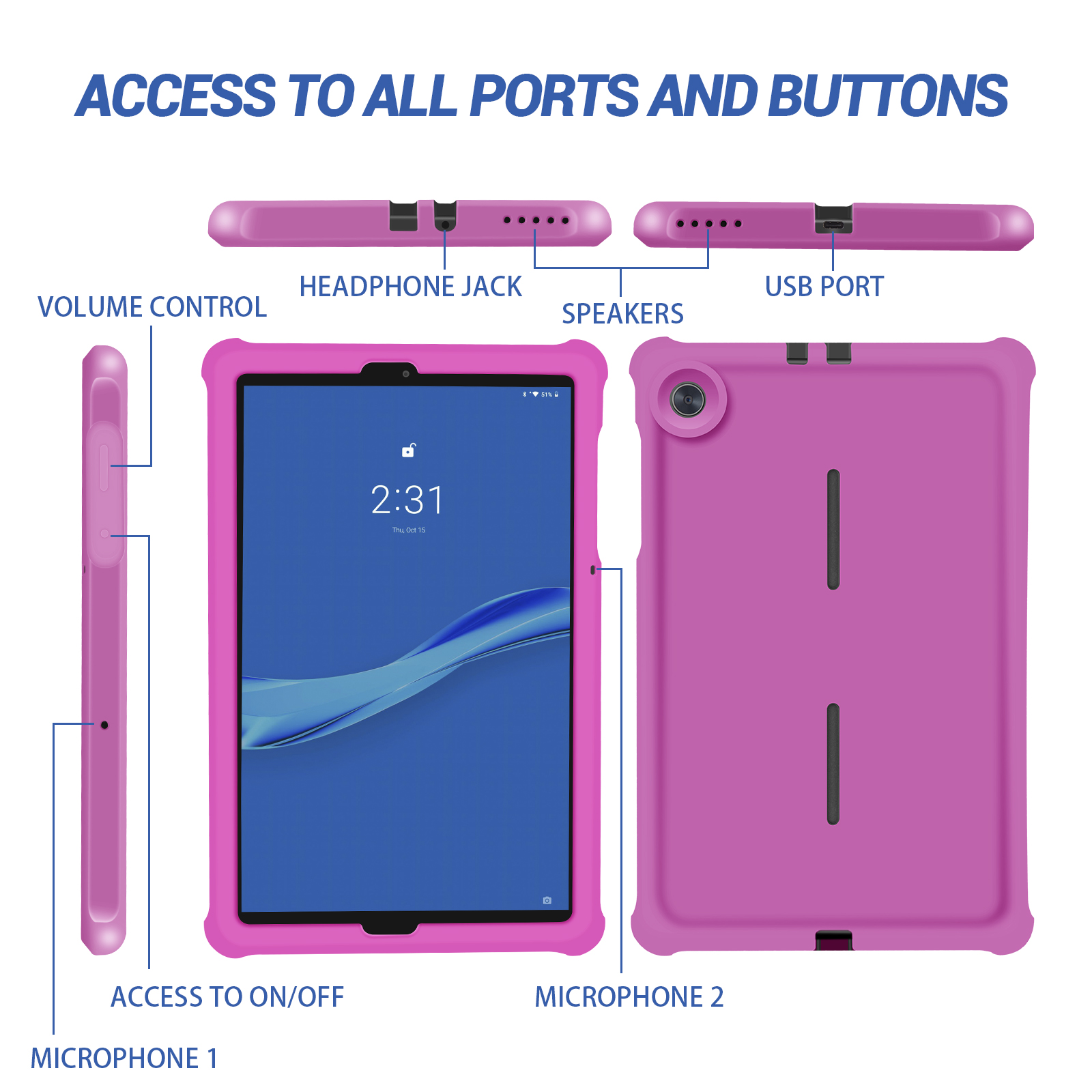 MingShore for Lenovo Tab M10 FHD Plus (2nd Gen) Silicone Rubber Rear Bumper TB-X606F TB-X606X TB-X606V TB-X606FA TB-X606XA M10 Plus 10.3 Inch Tablet Kids Friendly Rugged Bouncing Case (Raspberry) 2