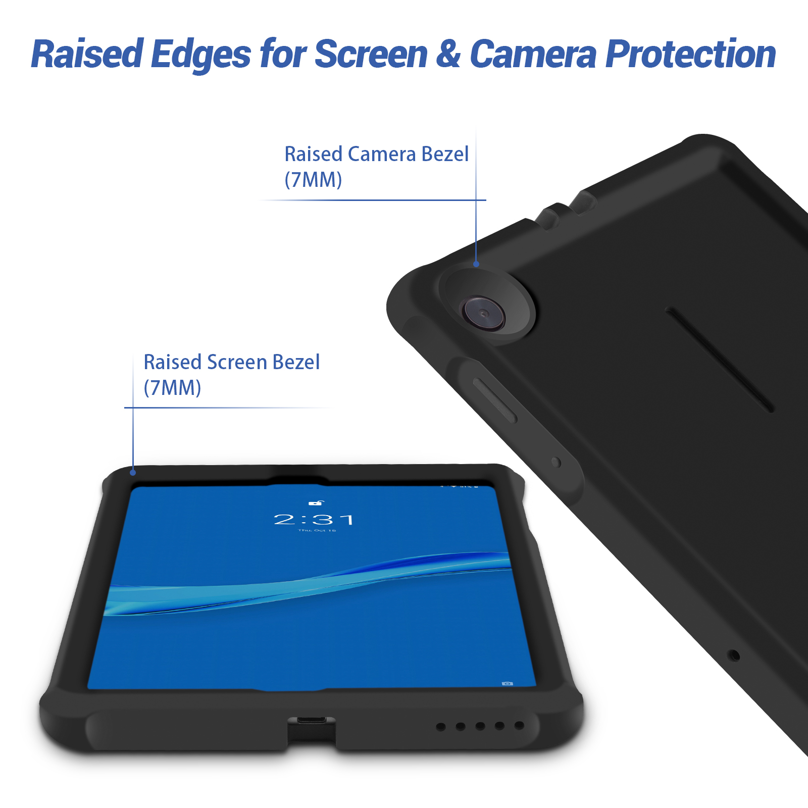 MingShore for Lenovo Tab M10 FHD Plus (2nd Gen) Silicone Rubber Rear Bumper TB-X606F TB-X606X TB-X606V TB-X606FA TB-X606XA M10 Plus 10.3 Inch Tablet Kids Friendly Rugged Bouncing Case (Black) 5
