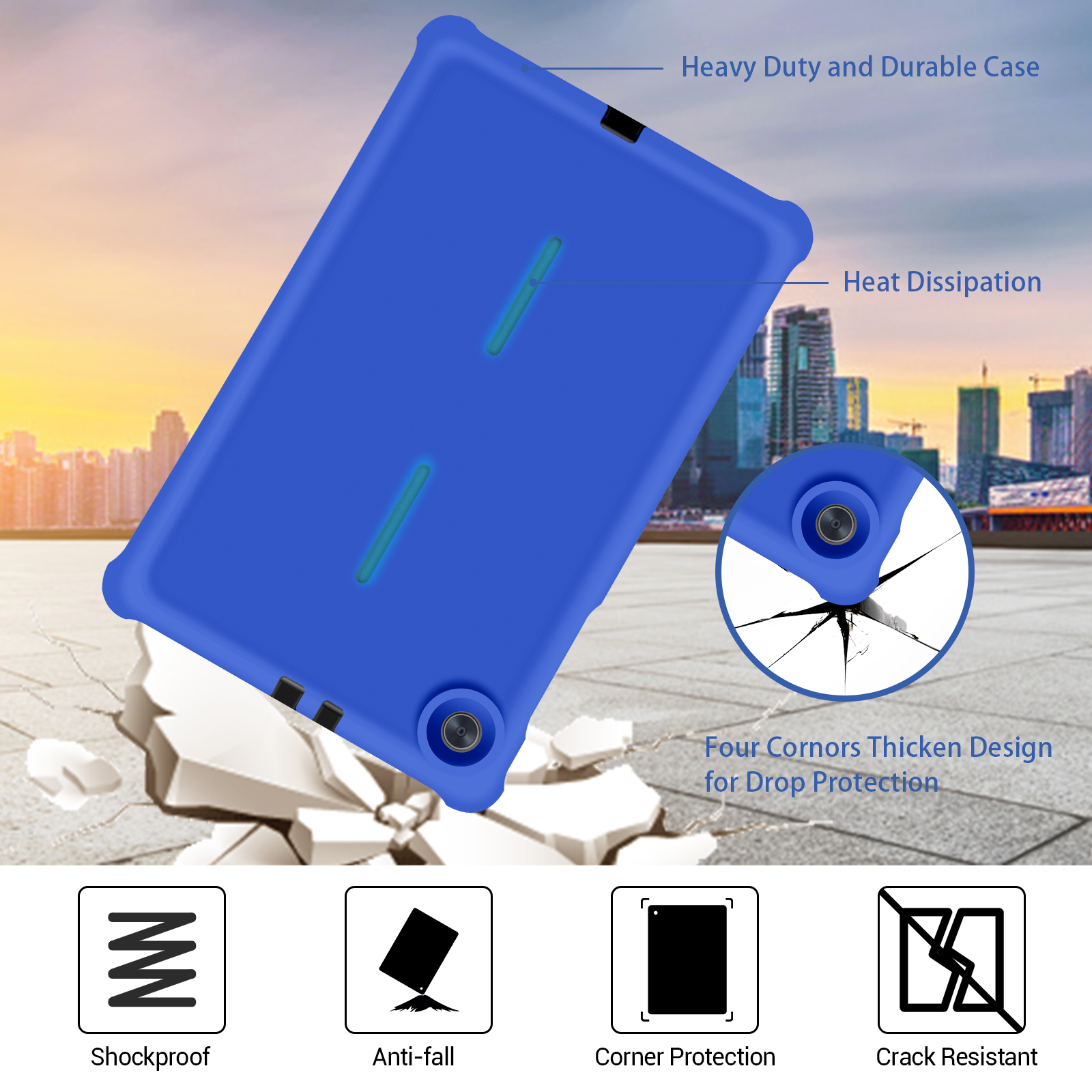 MingShore for Lenovo Tab M10 FHD Plus (2nd Gen) Silicone Rubber Rear Bumper TB-X606F TB-X606X TB-X606V TB-X606FA TB-X606XA M10 Plus 10.3 Inch Tablet Kids Friendly Rugged Bouncing Case (Blue) 4