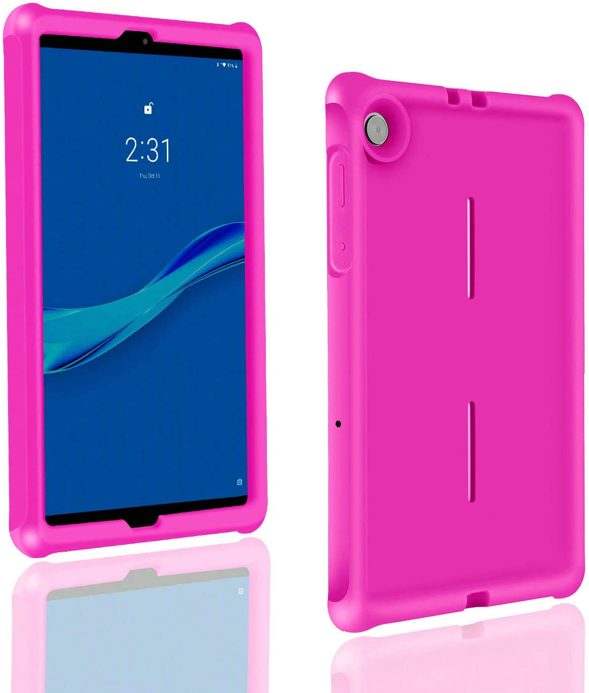MingShore for Lenovo Tab M10 FHD Plus (2nd Gen) Silicone Rubber Rear Bumper TB-X606F TB-X606X TB-X606V TB-X606FA TB-X606XA M10 Plus 10.3 Inch Tablet Kids Friendly Rugged Bouncing Case (Raspberry)