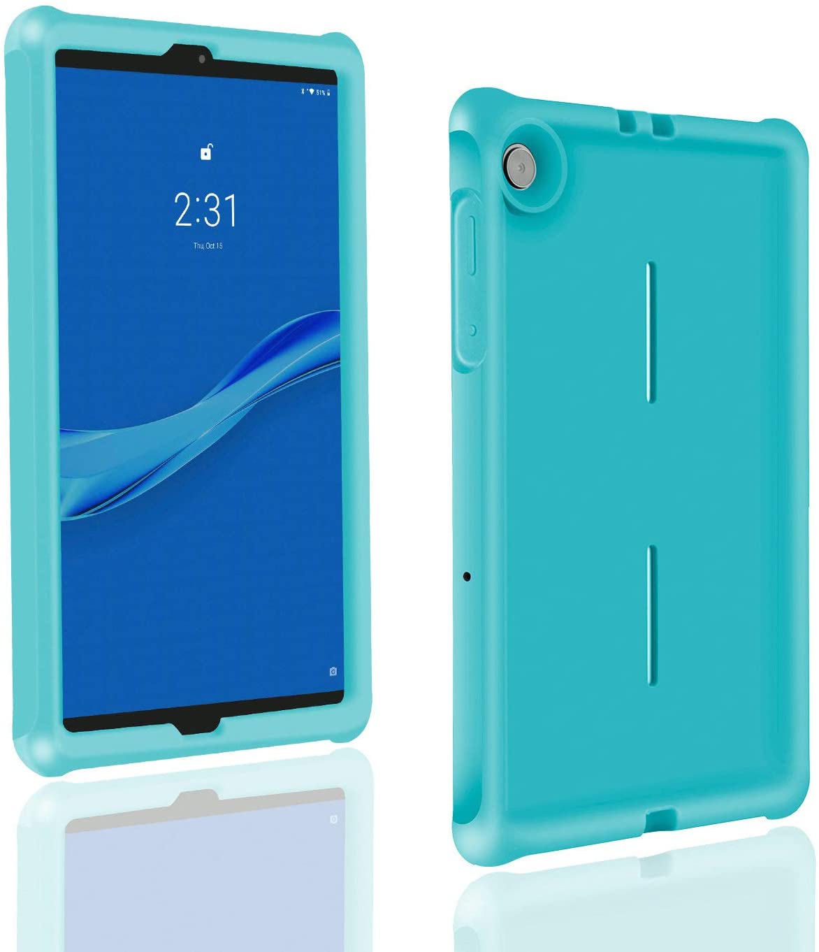 MingShore for Lenovo Tab M10 FHD Plus (2nd Gen) Silicone Rubber Rear Bumper TB-X606F TB-X606X TB-X606V TB-X606FA TB-X606XA M10 Plus 10.3 Inch Tablet Kids Friendly Rugged Bouncing Case (Turquoise)