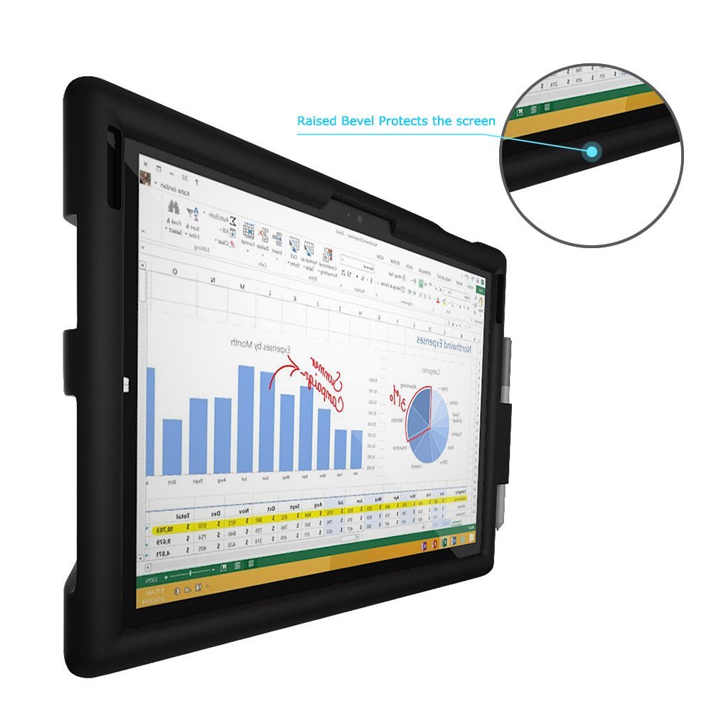 MingShore Microsoft Surface Pro 4 Silicone Rugged Case With Built-in Pen Holer Also Fits to Surface Pro 3 and New Surface Pro (2017) Cover 4