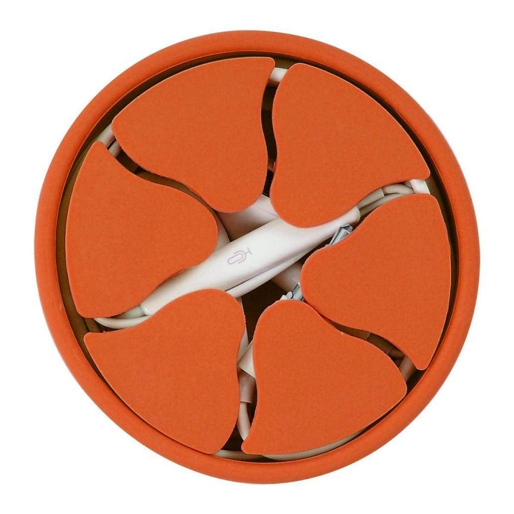 MingShore Silicone Cable Organizer For Earphones Digital Cables Portable Colorful Mini Earphone Holder Bowl Shape Cord Wire Cable Winder Orange