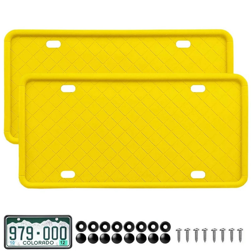 MingShore Custom US CA Silicone License Plate Frame 2 PCs Yellow 5