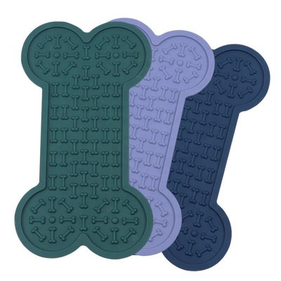 Dog Bone Shape Silicone Slow Eating Dog Lick Pad Suction To Wall Mat Bowl For Dog Bathing Training Grooming