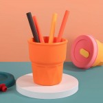  silicone straw cup Infant learning cup baby leak-proof silicone water cup