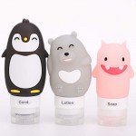 Cartoon silicone dispensing bottle portable penguin travel bottle set Cosmetic lotion shampoo bottle