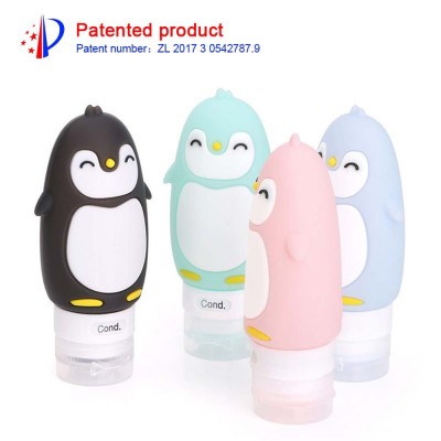 Cartoon silicone dispensing bottle portable penguin travel bottle set Cosmetic lotion shampoo bottle