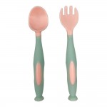 Pure silicone for kids Kids eating training spoon fork set Feeding spoon soup spoon complementary food tableware