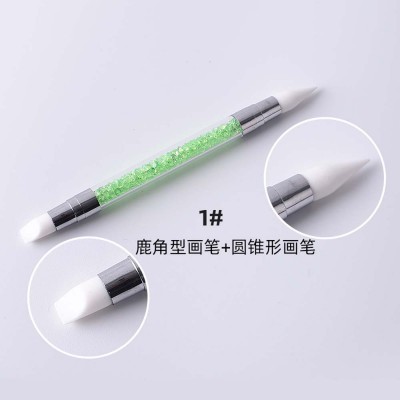Nail art double head silicone pen set Nail head pen powder embossing stick indentation pen soft ceramic clay tool