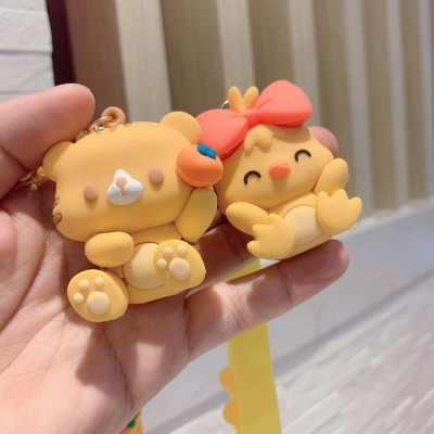 Duckling cartoon doll couple soft rubber pendant key chain key chain silicone hanging ornament
