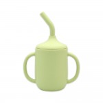 Food grade silicone straw cup high temperature anti-fall water cup infant amphora training drinking cup