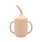 Food grade silicone straw cup high temperature anti-fall water cup infant amphora training drinking cup