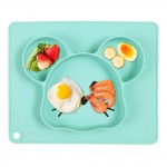 Creative cartoon silicone meal plate for baby food graded food supplement bowl integrated suction cup dinner plate