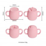 silicone learning cup with straw child anti-drop high temperature training cup baby silicone cup with lid