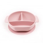 Baby integrated with suction cup compartment food tray fork and spoon feeding cutlery set children's silicone dinner plate