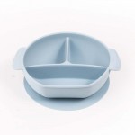 Baby integrated with suction cup compartment food tray fork and spoon feeding cutlery set children's silicone dinner plate
