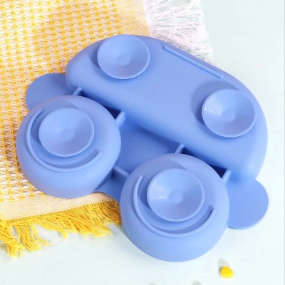 Children's silicone meal plate ins cartoon car baby dinner plate integrated compartment food supplement baby tableware