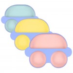 Children's silicone meal plate ins cartoon car baby dinner plate integrated compartment food supplement baby tableware