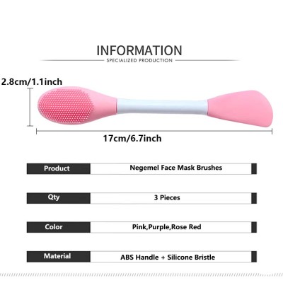 Cosmetic Beauty Tool Double-Ended Silicone Face Mud Mask Brush Applicator for Cream Lotion Moisturizer