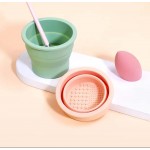 Foldable Beauty Cleaning Tools Silicone Makeup Brush Cleaning Bowl Cosmetic Brush Cleaner Pad