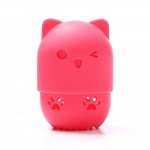 Travel portable silicone cat puff protective case makeup egg beauty tool capsule storage box