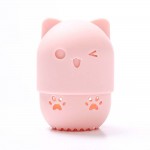 Travel portable silicone cat puff protective case makeup egg beauty tool capsule storage box