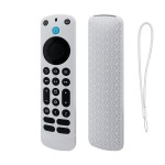 MingShore Case For Alexa Voice Remote Pro 2022 Cover Lanyard Holder Silicone Sleeve White