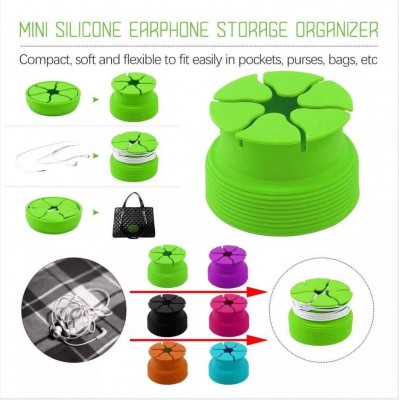 MingShore Silicone Cable Organizer For Earphones Digital Cables Portable Colorful Mini Earphone Holder Bowl Shape Cord Wire Cable Winder Green