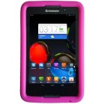 MingShore for Lenovo A7-50 A3500 Silicone Rubber Rear Bumper Released 2014 A3500F-HV-H 7.0 Inch Tablet Handstrap Kids Friendly Washable Durable Rugged Case Raspberry